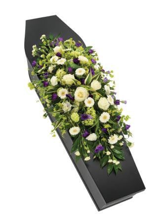 Purple and White Casket Spray (Regular)